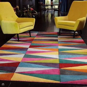 Funk Triangles Modern Geometric High-Density Heavyweight Hand-Woven Wool Multicolour Rug-Asiatic Carpets-Rug Love - The Most Loved Rug Store